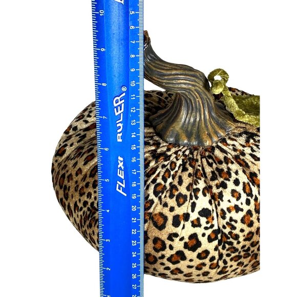 Leopard Print Pumpkin Decor Velvet Leaf Plastic Stem - Picture 10 of 12